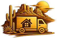 Relocation to Sedona icon on brown background